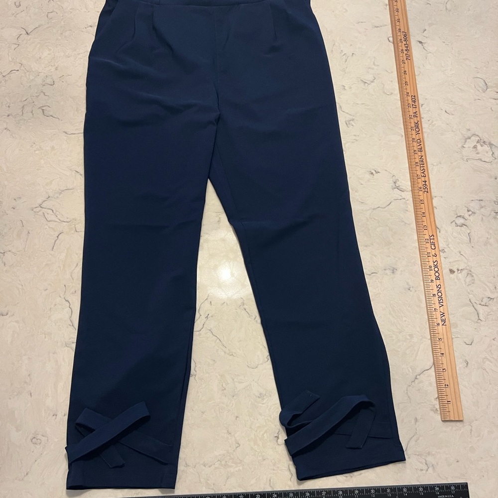 Grace‎ Karin Navy Ankle Pants with Bow Detail